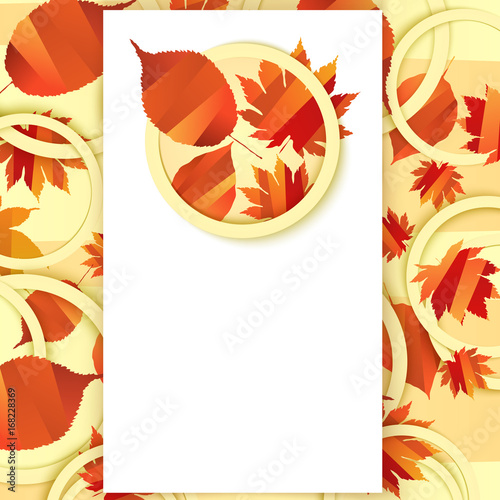 Autumn sale sticker with autumn leaves in vintage style. illustration.