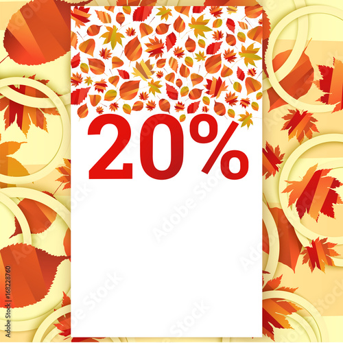 Autumn sale 20 discount banner with orange foliage