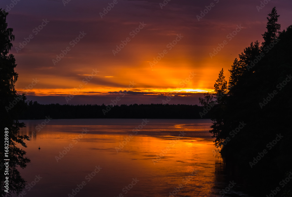 Sunset view in Konnekoski, Rautalampi, Finland