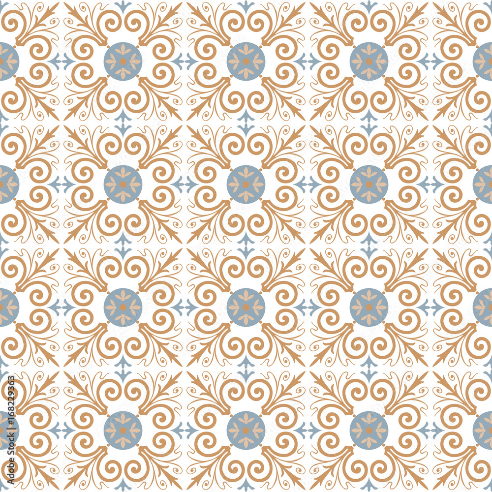 Portuguese tiles pattern. Vintage background. Vector seamless texture