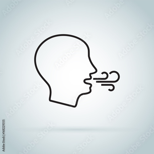 Breathing icon. Having breath difficulties. Health Care: checking breath or suffering respiration problems
