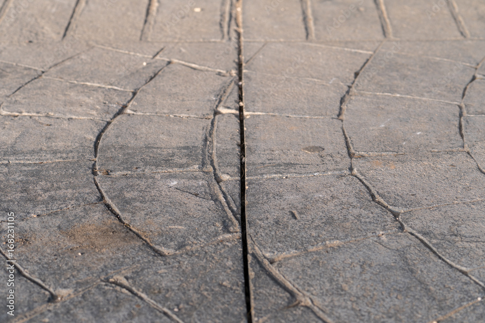Foto de expansion joint without fracture or fissure. Dilatation joint on surfaces of stamped