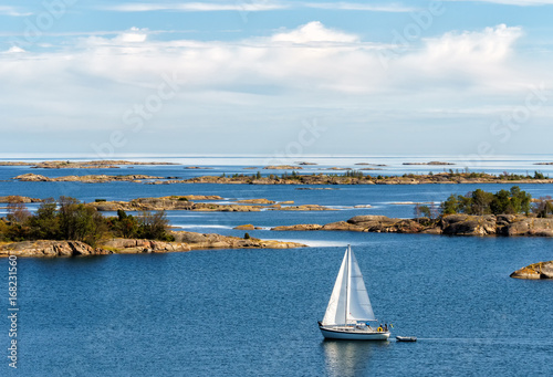 Sailing in St. Anna's archipelago in the Baltic Sea, Sweden