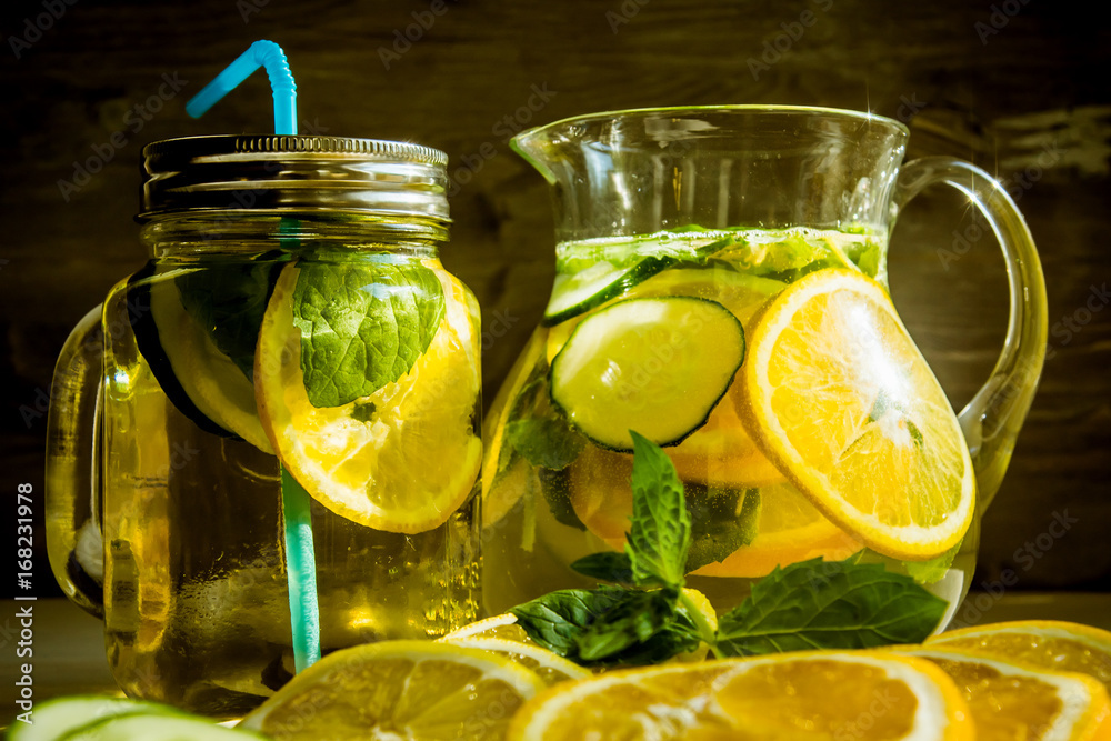 Refreshing detox with orange, lemon, cucumber and mint Refreshing detox with orange, lemon, cucumber and mint