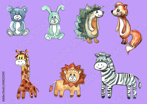 Wallpaper Mural A set of cartoon children's animals Torontodigital.ca