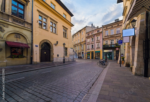 Old streets in Krakow in the morning.