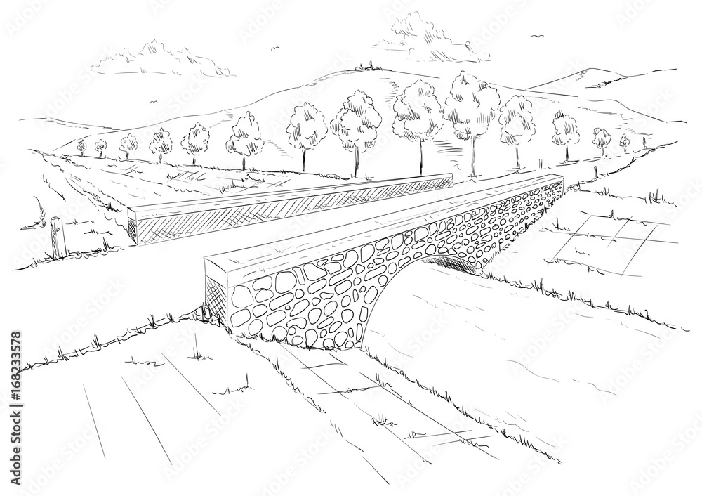 Obraz premium Landscape with Bridge