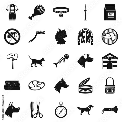 Pooch icons set  simple style