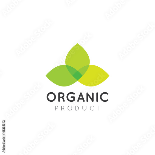 Vector Icon Style Illustration Logo for Organic Vegan Healthy Shop or Store. Green Plant with Leafs Symbol