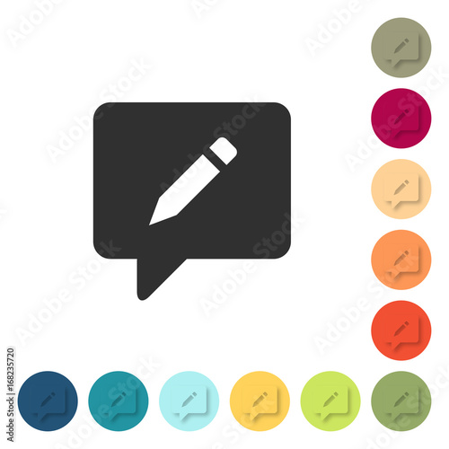 Farbige Buttons - Sprechblase mit Stift