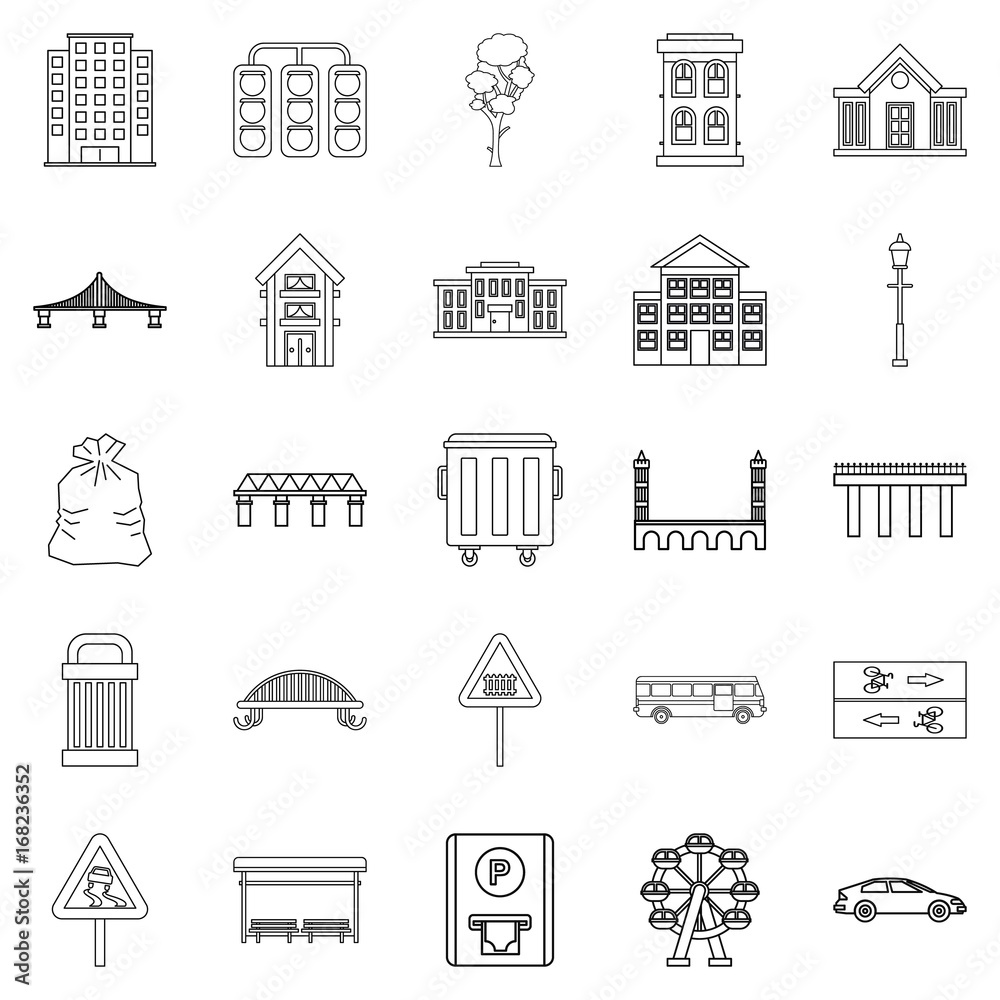 Clean energy icons set, outline style Clean energy icons set, outline style