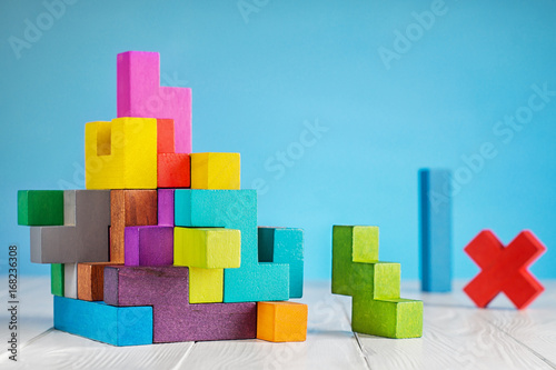 Obraz na płótnie Colorful constructor, logic game, cubic mosaic. Design created by cubes.