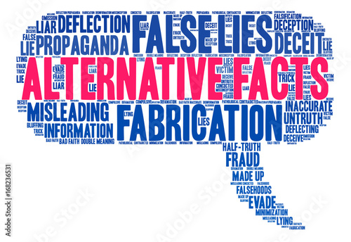 Alternative Facts word cloud on a white background. 