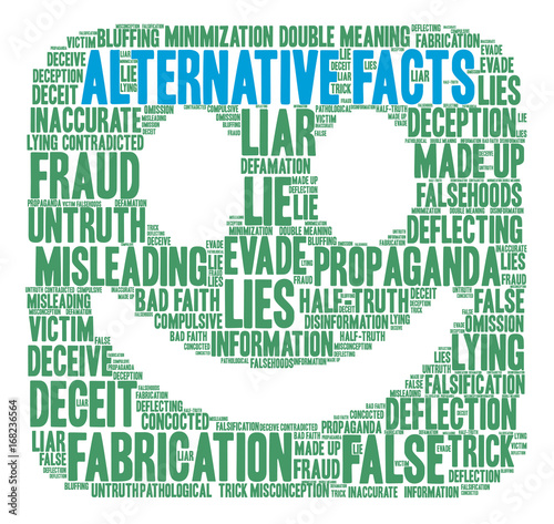 Alternative Facts Word Cloud on a white background. 