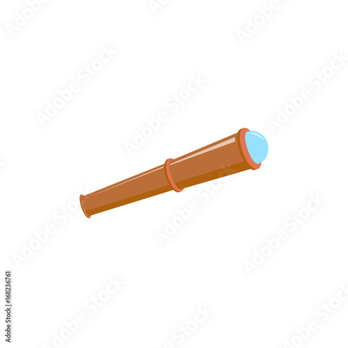 Sailor, pirate foldable telescope, spyglass, comic style cartoon vector illustration isolated on white background. Cartoon hand held, portable telescope, spyglass