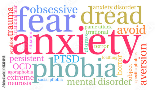 Anxiety word cloud on a white background. 