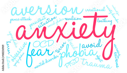 Anxiety Word Cloud on a white background. 