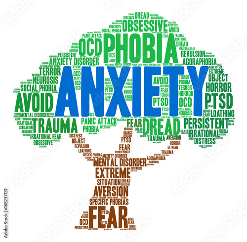 Anxiety Word Cloud on a white background. 