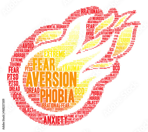 Aversion Word Cloud on a white background. 