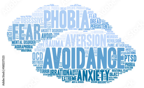 Avoidance Word Cloud on a white background. 