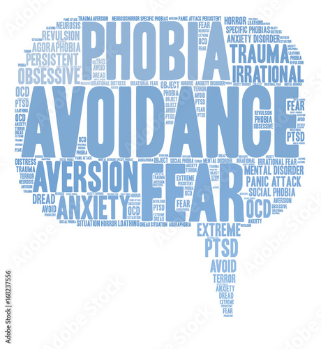 Avoidance Word Cloud on a white background. 