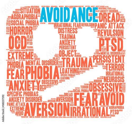 Avoidance Word Cloud on a white background. 