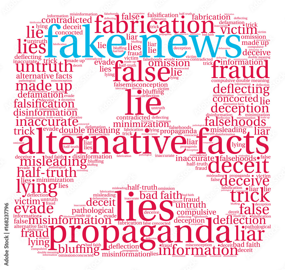 Fake News Word Cloud on a white background. Fake News Word Cloud on a white background.