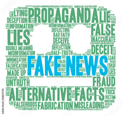 Fake News word cloud on a white background. 