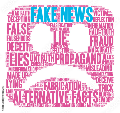 Fake News Word Cloud word cloud on a white background. 