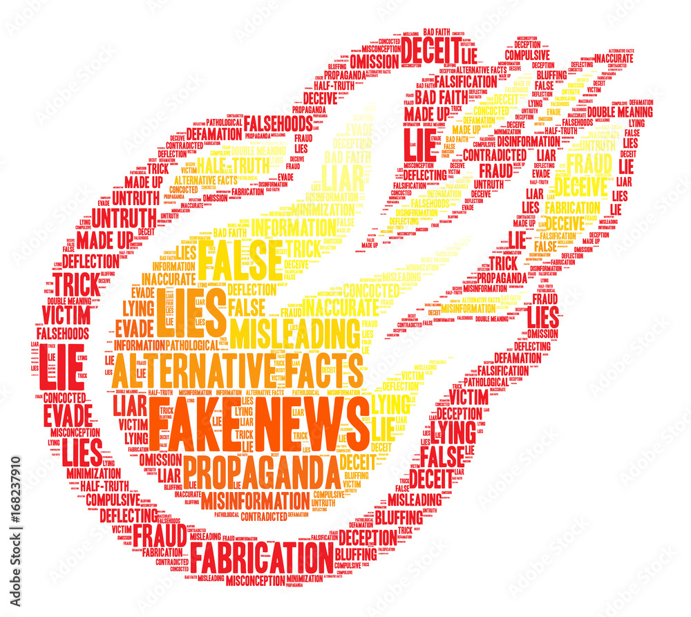 Fake News Word Cloud on a white background. 