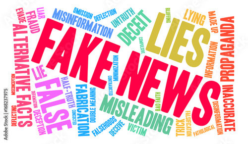Fake News Word Cloud word cloud on a white background. 