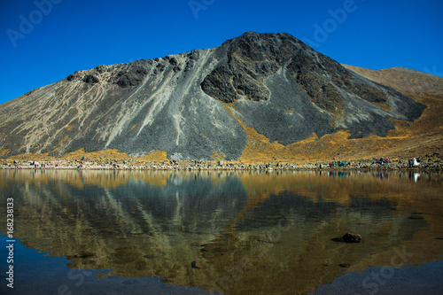Mountains reflection on a lake at Nevado de Toluca Mexico