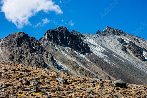 melting snow at the top of the mountain at Nevado de toluca Mexico