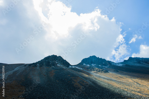 Big clouds on top of the mounitains in Nevado de Toluca Mexico