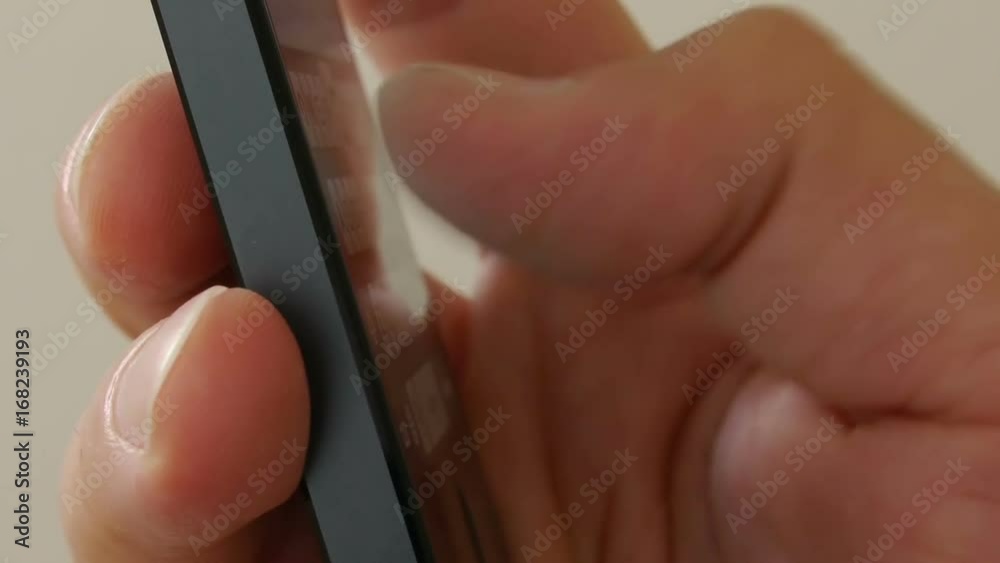 Typing on a touch screen cell phone. Last model. 