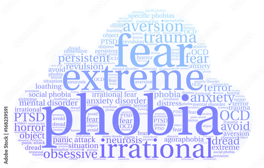 Obraz premium Phobia Word Cloud on a white background. 