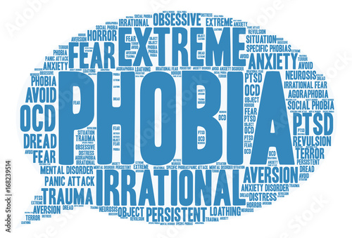 Phobia Word Cloud on a white background. 