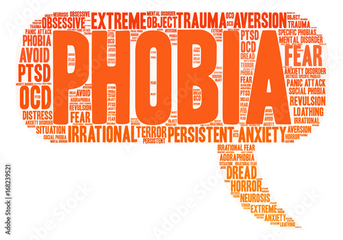 Phobia word cloud on a white background. 