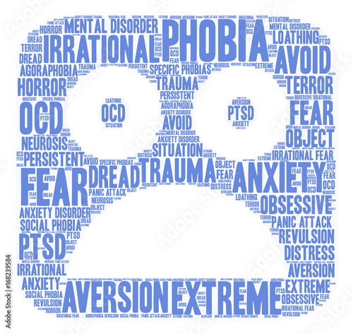 Phobia Word Cloud on a white background. 