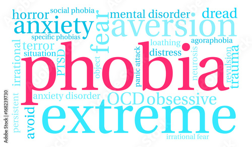 Phobia Word Cloud on a white background.