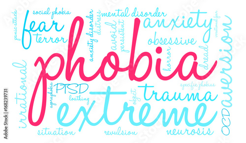 Phobia Word Cloud on a white background. 