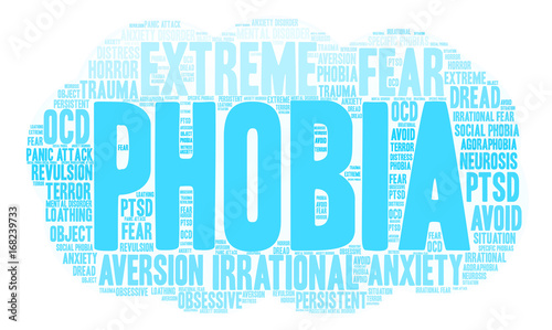 Phobia word cloud on a white background. 