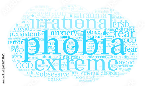 Phobia Word Cloud on a white background.