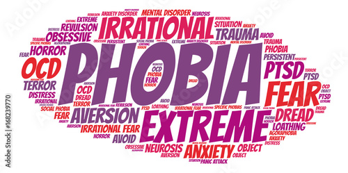 Phobia word cloud on a white background. 
