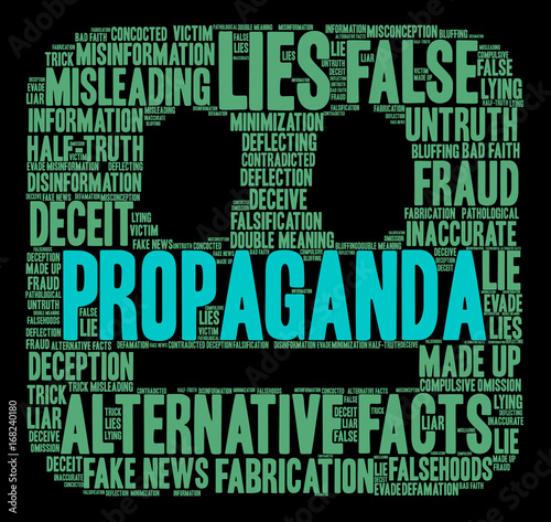 Propaganda Word Cloud on a black background. 