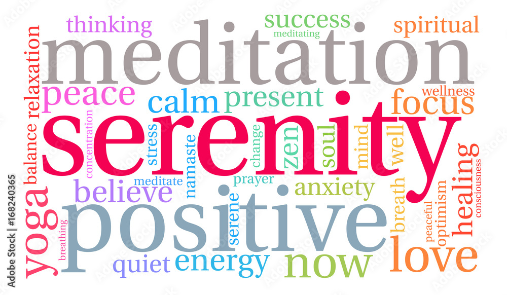 Serenity Word Cloud on a white background. Serenity Word Cloud on a white background.