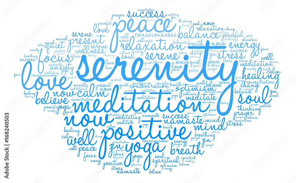 Fototapeta premium Serenity Word Cloud on a white background. 