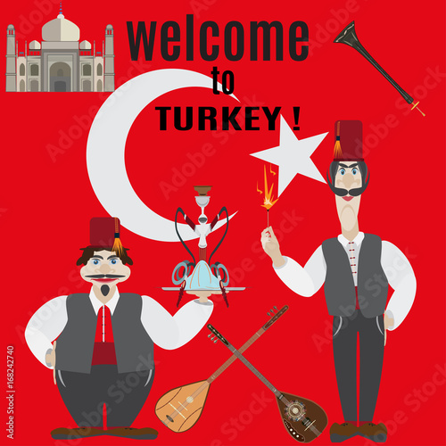 Welcome to Turkey vector illustration in flat style