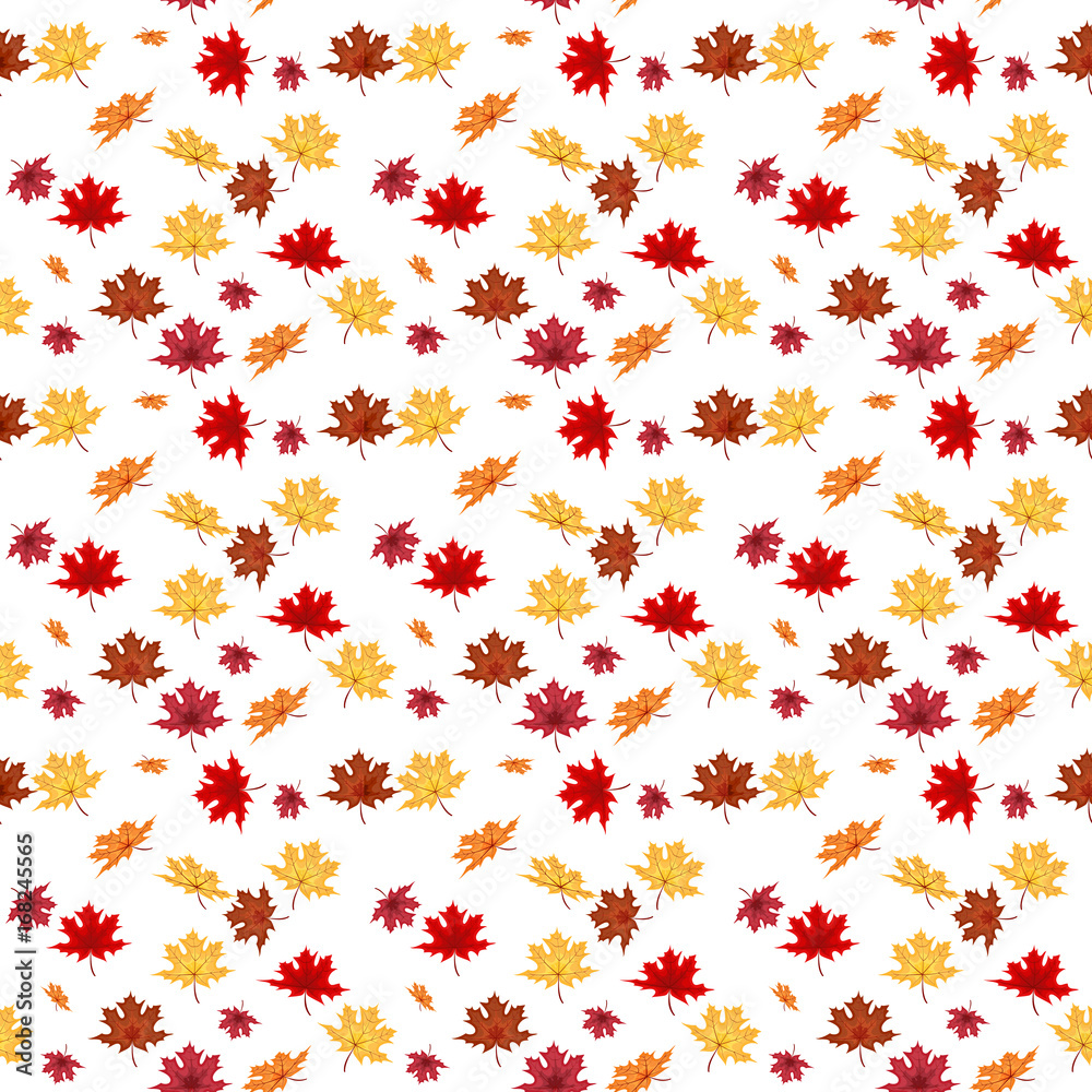 Seamless Pattern From Natural Maple Leaves. Vector Illustration.