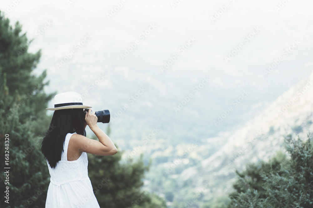 Woman Taking Picture Outdoors